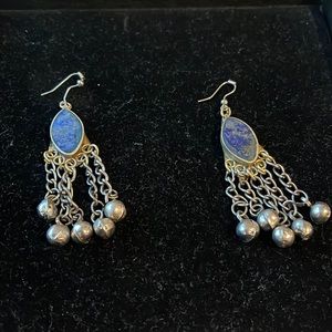 Lapis and Silver Bell Earrings Vintage